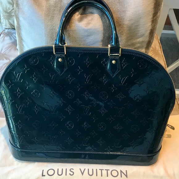 Louis Vuitton Blue Nuit Monogram Vernis Alma GM Bag